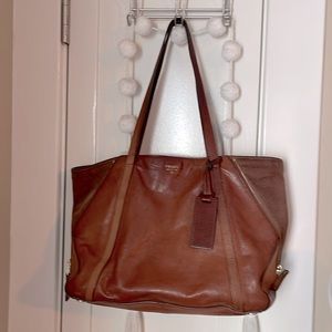 Fossil Leather Cognac Tote Bag